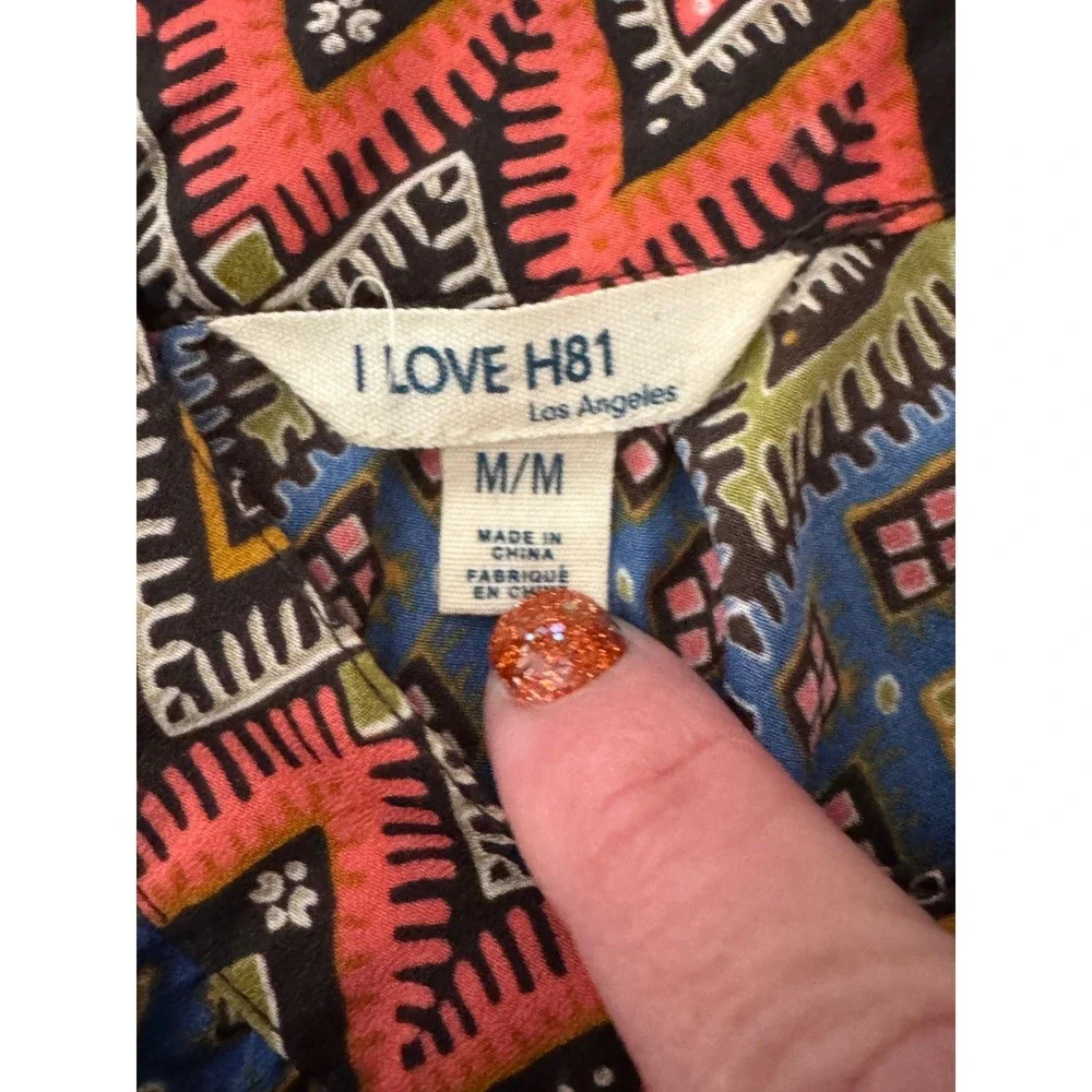 I LOVE H81 Los Angeles Womens Medium Multicolor Diamond Print Dress Sleeveless - Picture 5 of 7